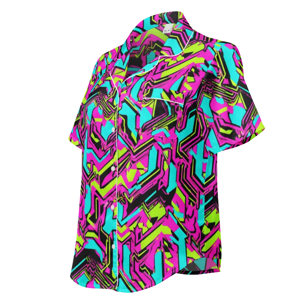 Hypercolor Shard on Women's Short Sleeve Pajama Top — Left Front