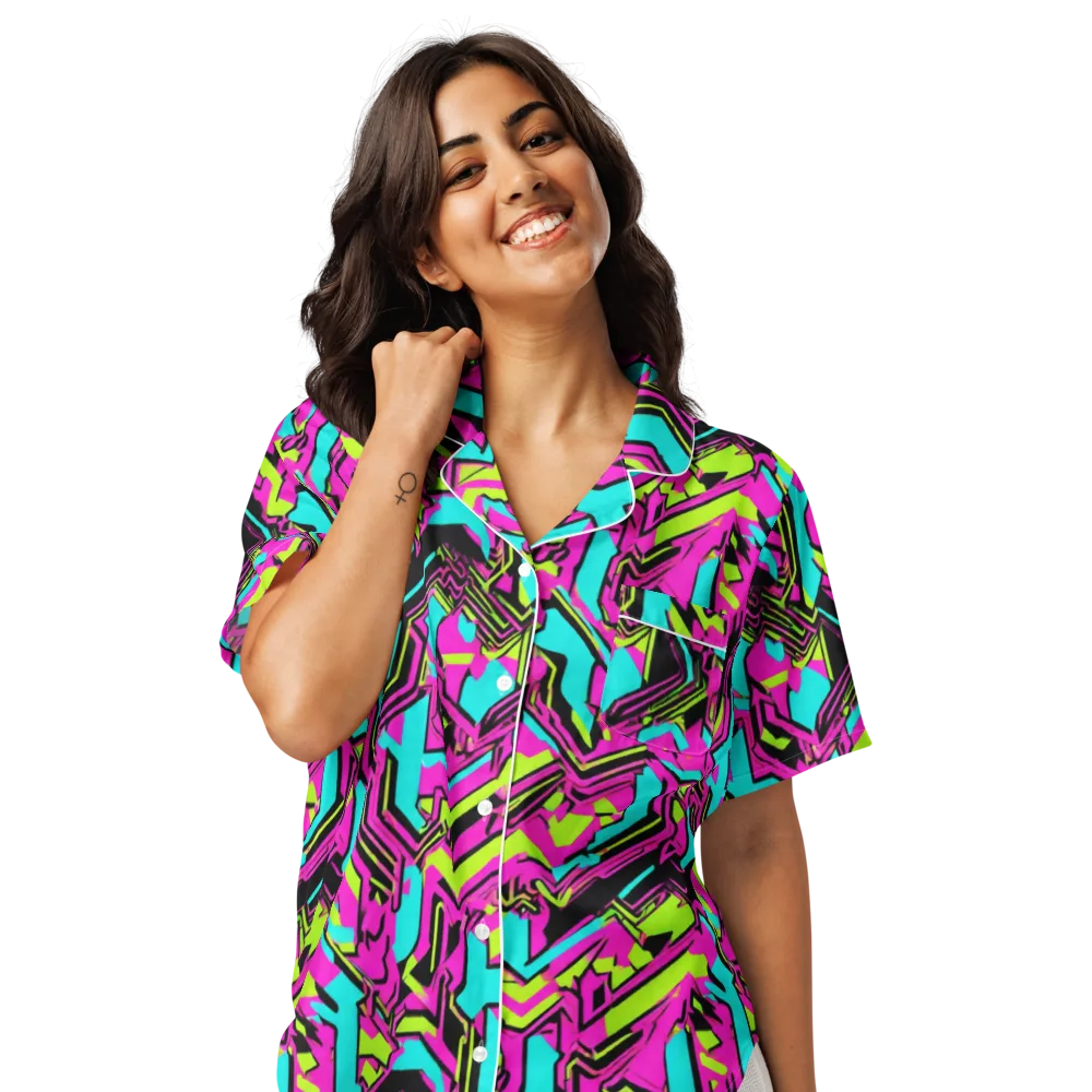 Hypercolor Shard on Women's Short Sleeve Pajama Top — Front