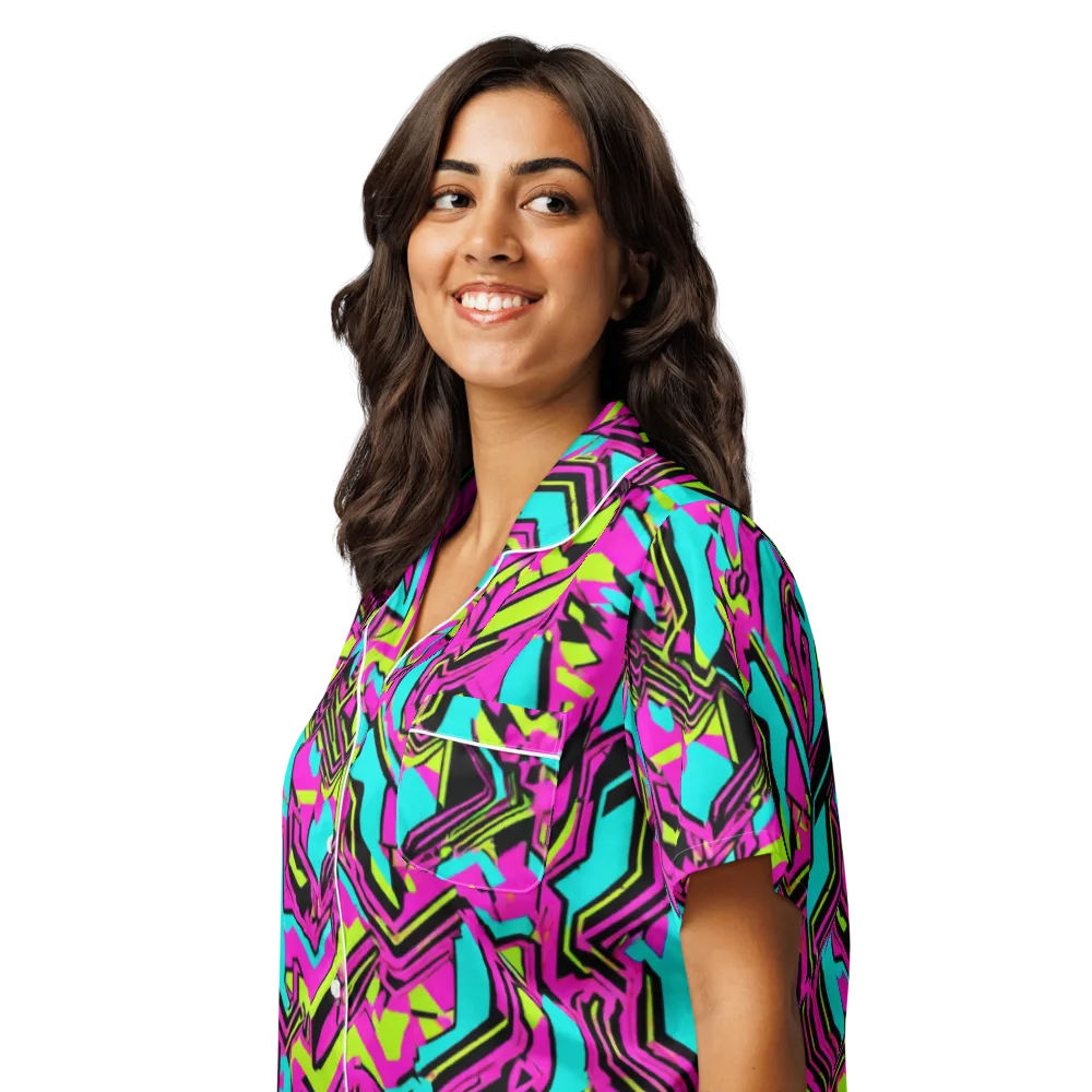 Hypercolor Shard on Women's Short Sleeve Pajama Top — Left Front