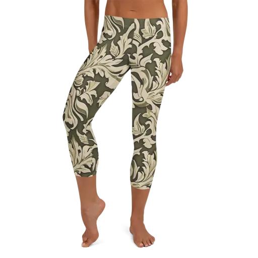 Olive Acanthus on a Capri Leggings