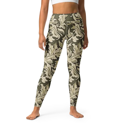 Olive Acanthus on a Yoga Leggings