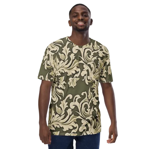 Olive Acanthus on a Men's Crew Neck T-Shirt