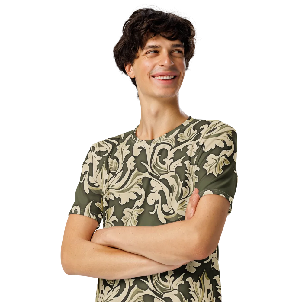 Olive Acanthus on Men's Crew Neck T-Shirt — Left Front