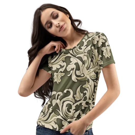 Olive Acanthus on a Women's Crew Neck T-Shirt