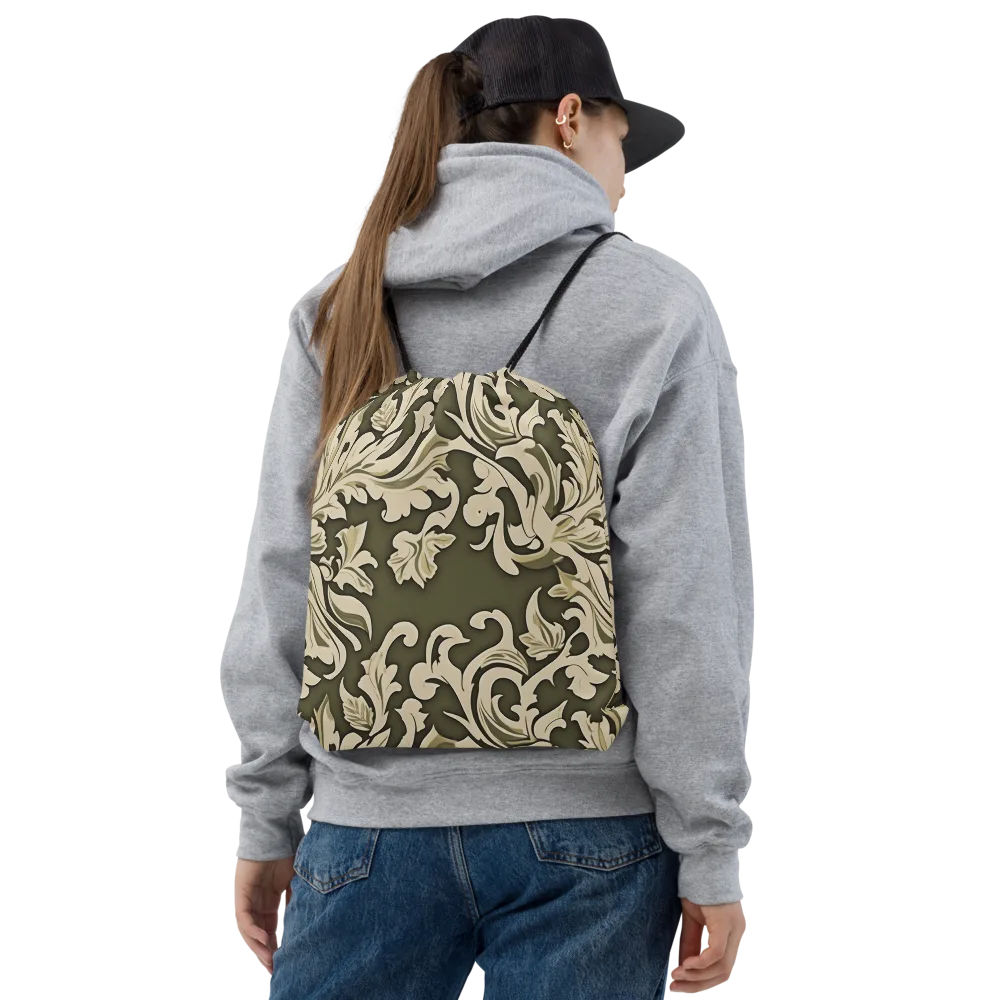 Olive Acanthus on Drawstring Bag — Front