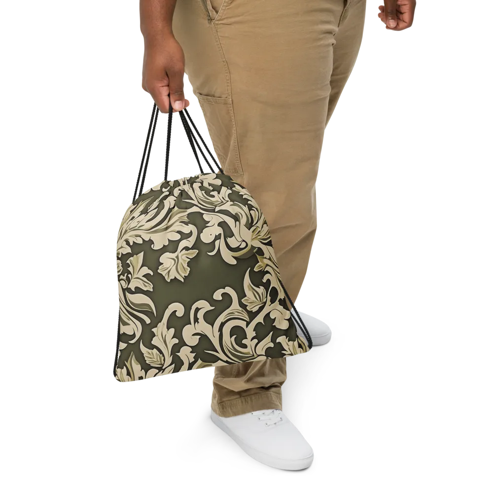 Olive Acanthus on Drawstring Bag — Front