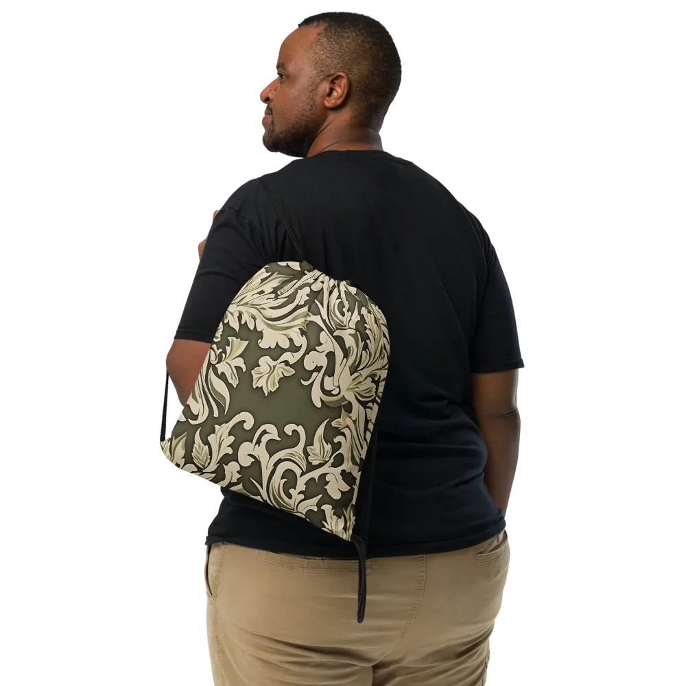 Olive Acanthus on Drawstring Bag — Front