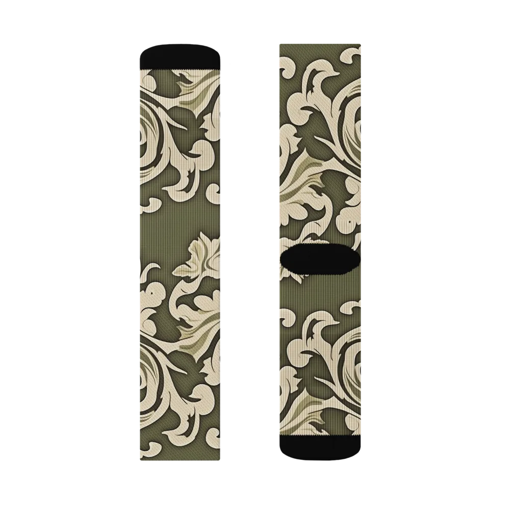 Olive Acanthus on Socks — Left Sock