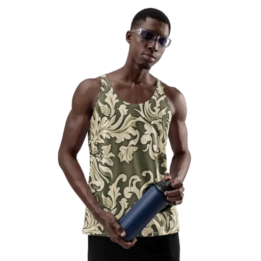 Olive Acanthus on a Men's Tank Top