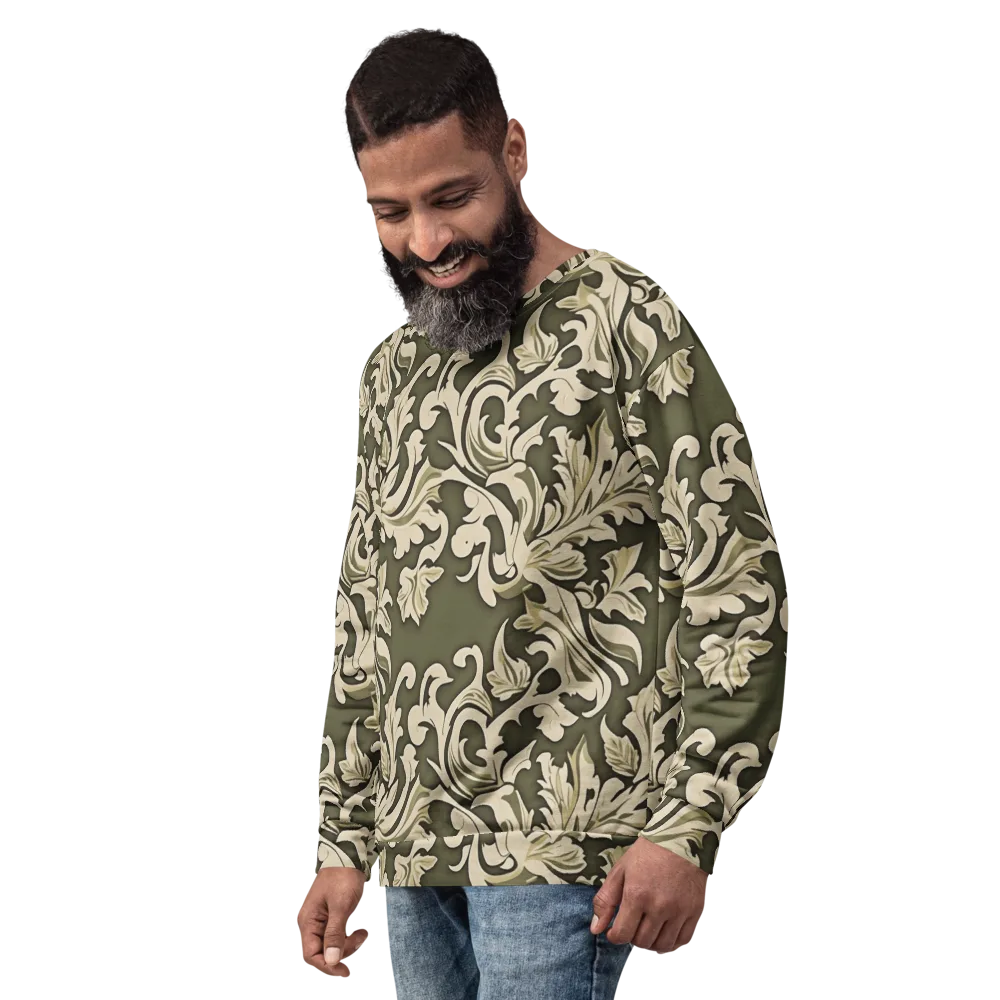 Olive Acanthus on Sweatshirt — Left Front