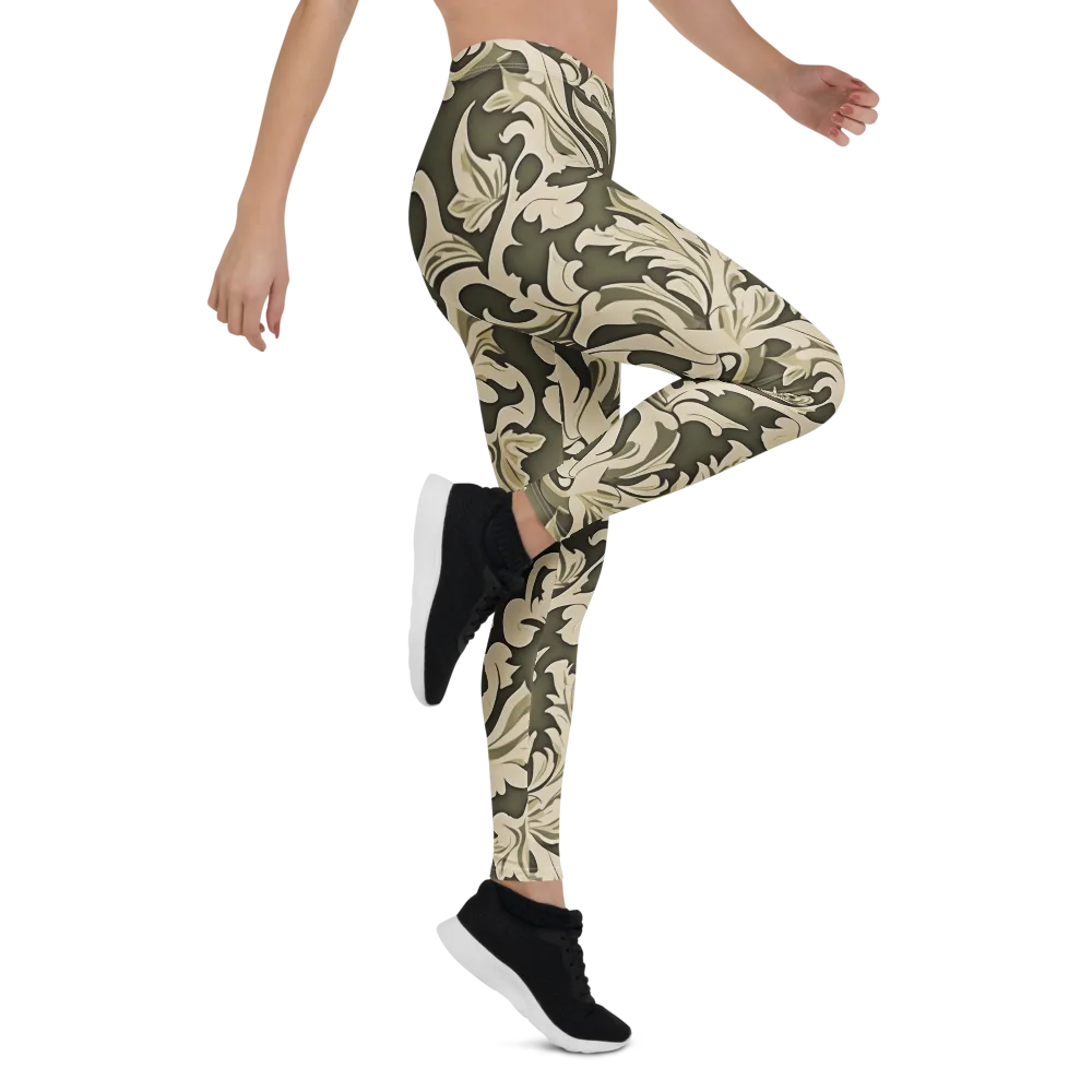 Olive Acanthus on Leggings — Right