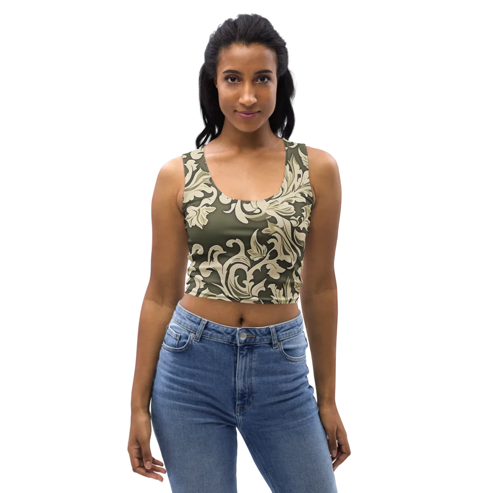 Olive Acanthus on Crop Top — Front