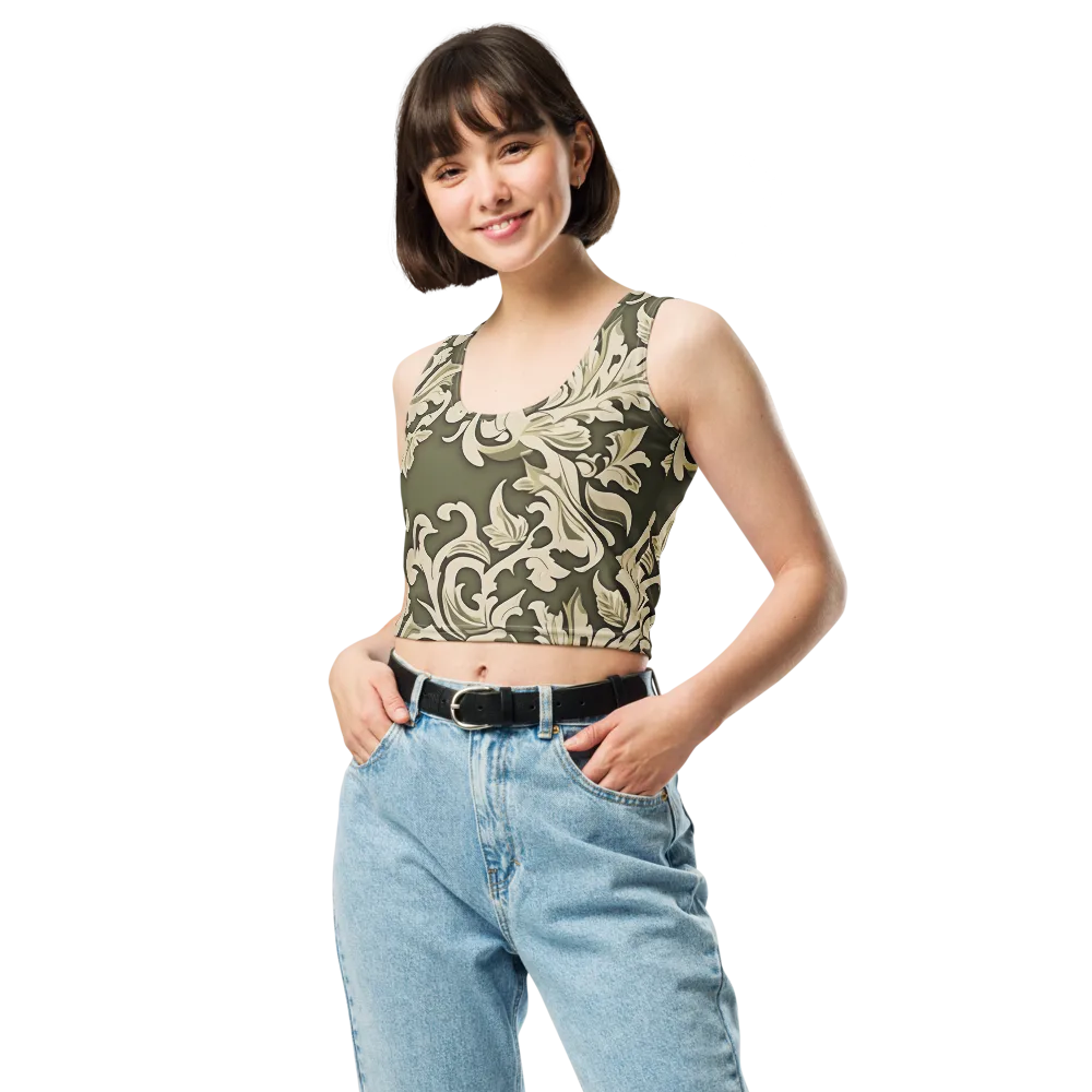 Olive Acanthus on Crop Top — Front