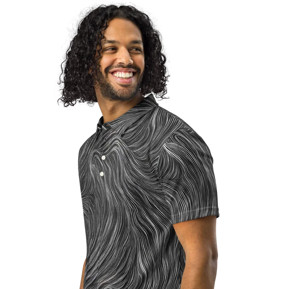 Wirth Waves on Men's Slim Fit Polo Shirt — Left Front