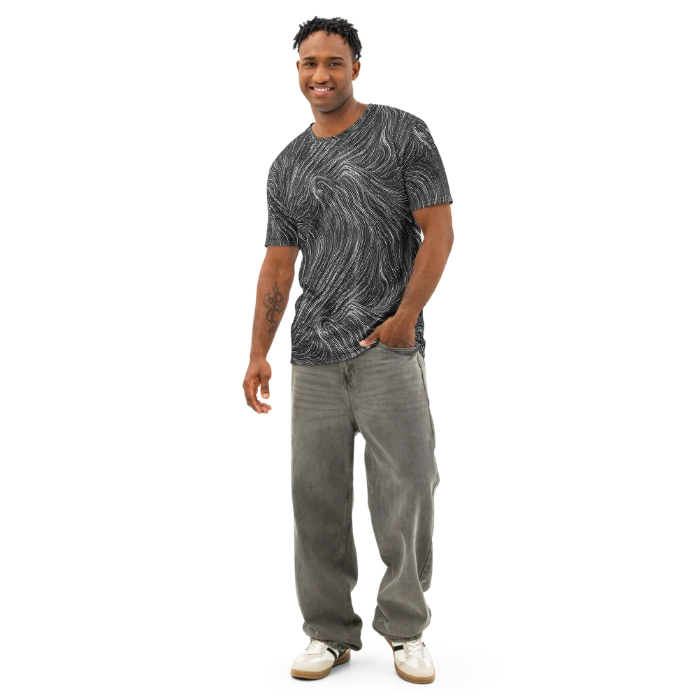 Wirth Waves on Men's Cotton Crew Neck T-Shirt — Front