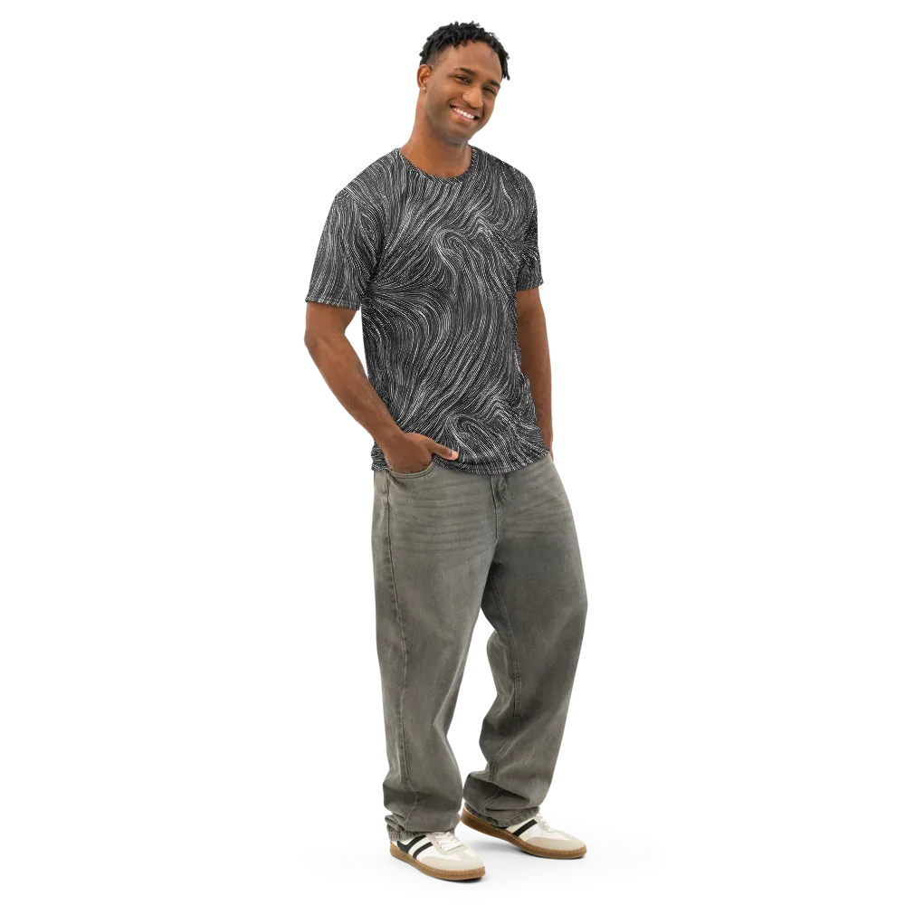 Wirth Waves on Men's Cotton Crew Neck T-Shirt — Right Front