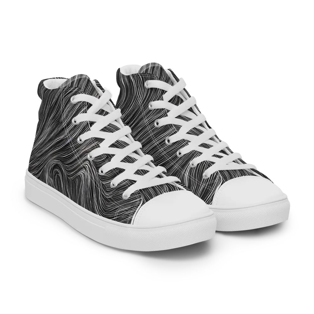 Wirth Waves on Men's High Top Canvas Shoes — Right Front