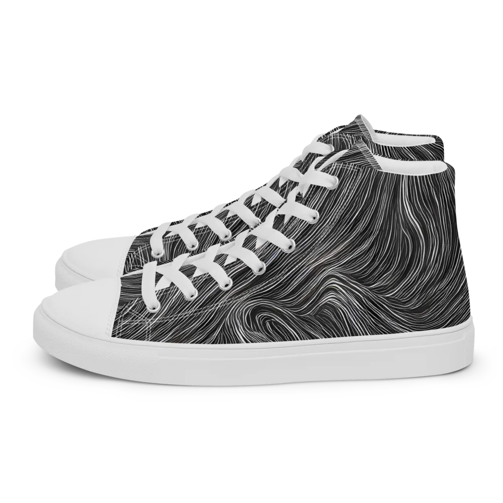 Wirth Waves on Men's High Top Canvas Shoes — Left