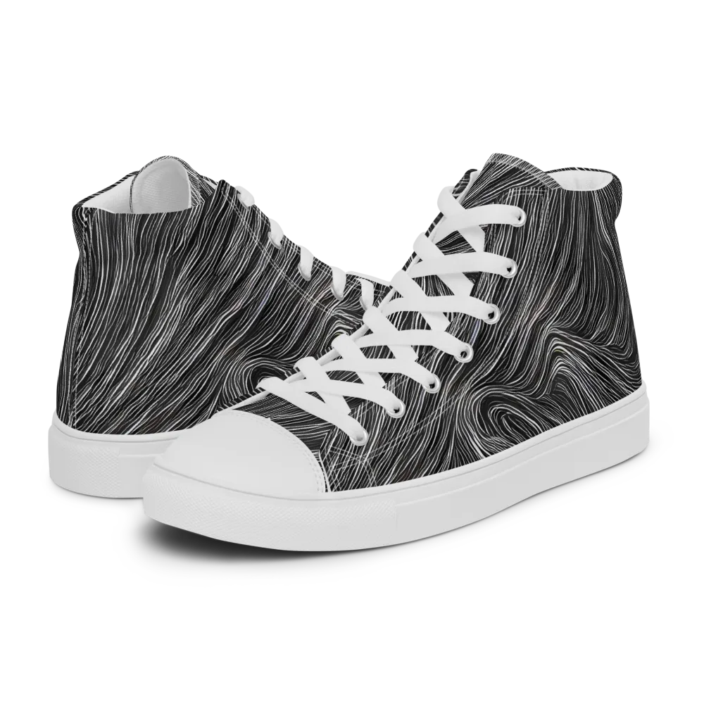 Wirth Waves on Men's High Top Canvas Shoes — Left