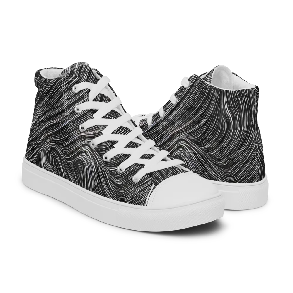 Wirth Waves on Men's High Top Canvas Shoes — Right