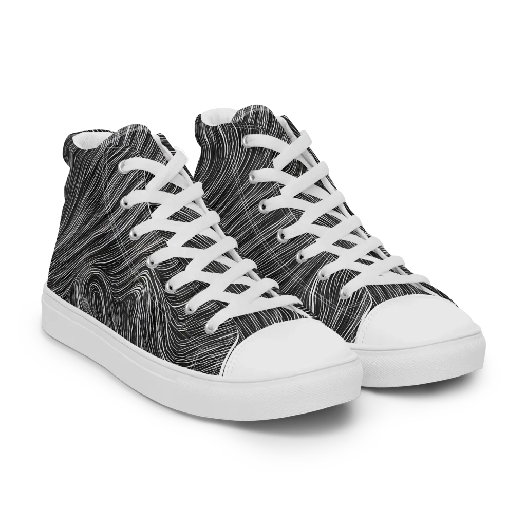 Wirth Waves on Women's High Top Canvas Shoes — Right Front