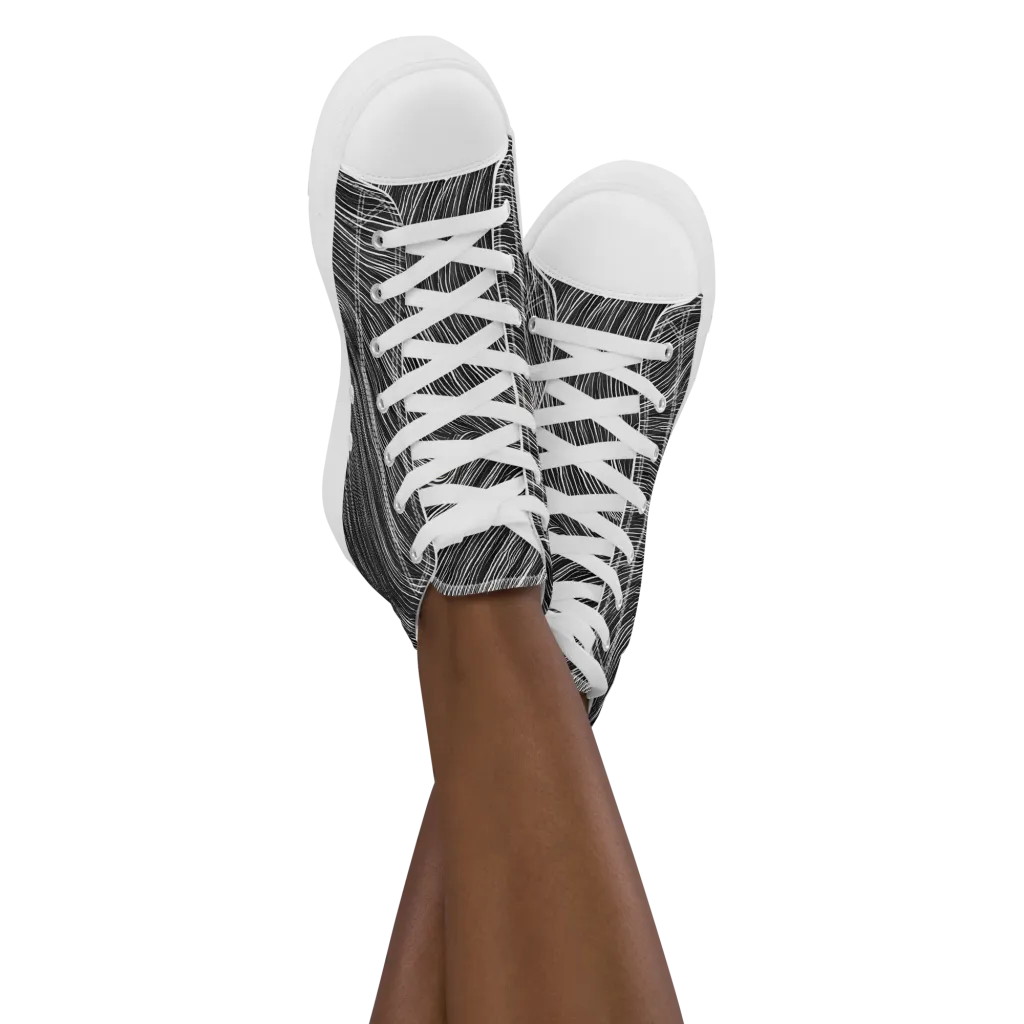 Wirth Waves on Women's High Top Canvas Shoes — Front