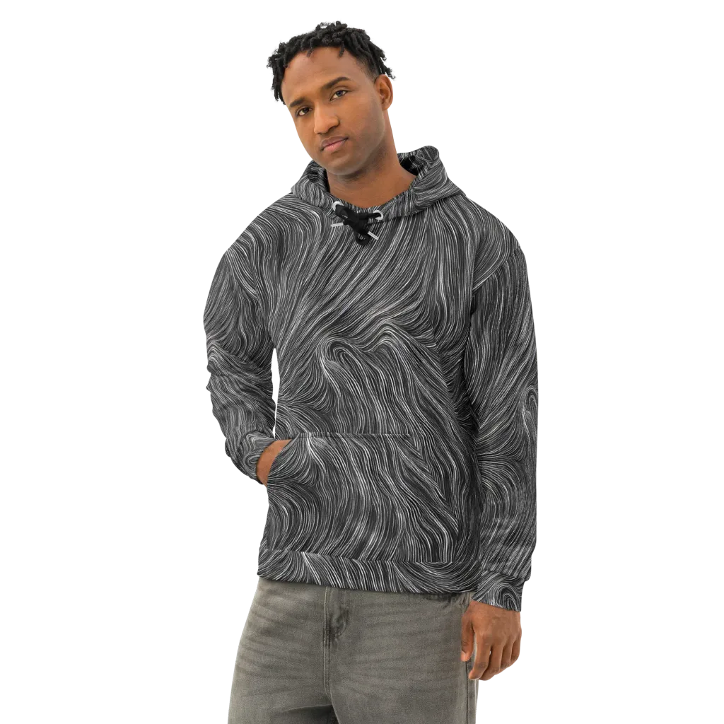 Wirth Waves on Cotton Hoodie — Left Front