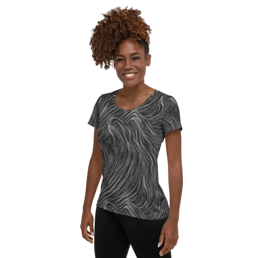 Wirth Waves on a Women's Athletic T-Shirt