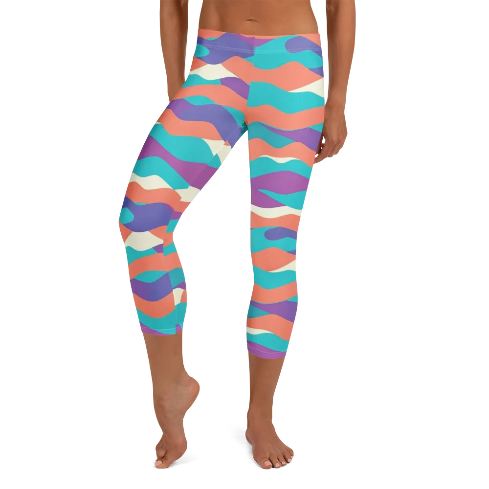 Waveform Sunset on Capri Leggings — Front
