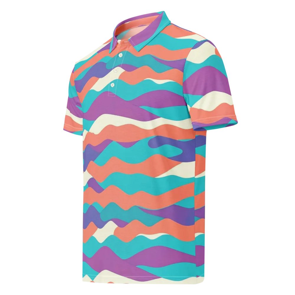 Waveform Sunset on Men's Slim Fit Polo Shirt — Left Front