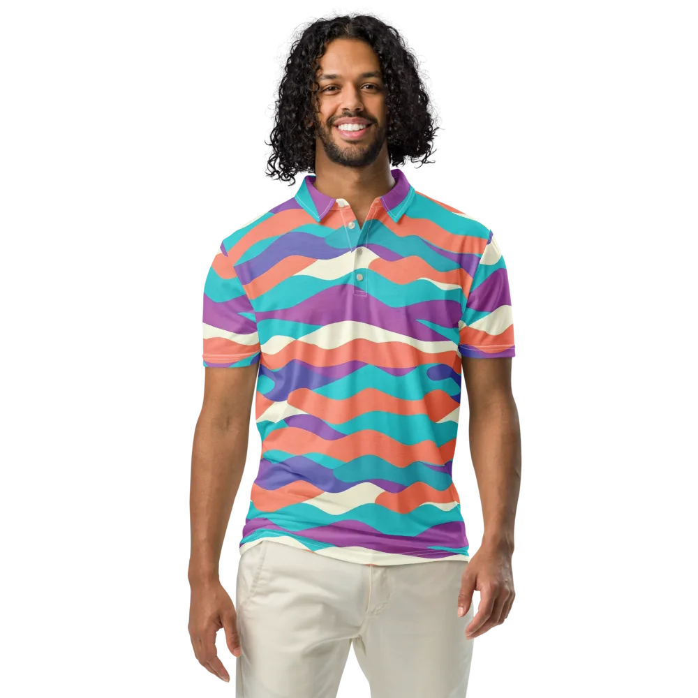 Waveform Sunset on Men's Slim Fit Polo Shirt — Front