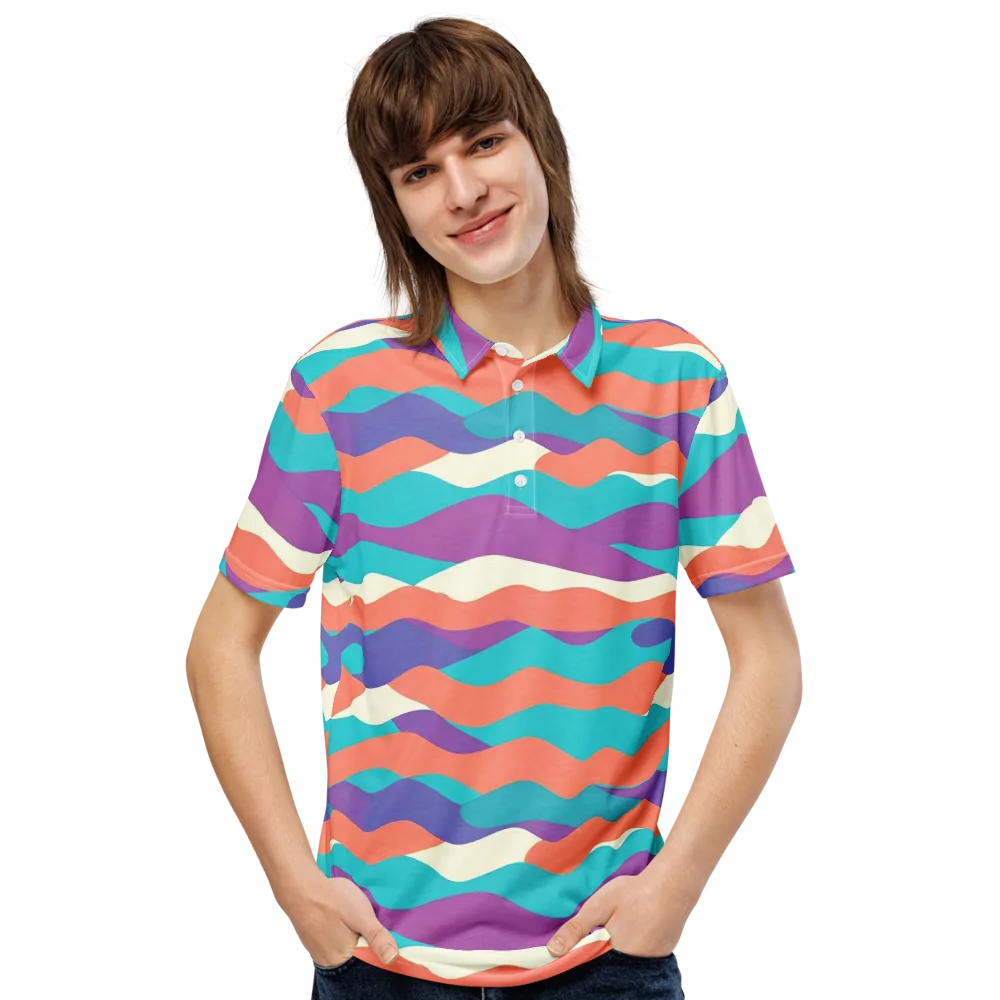 Waveform Sunset on Men's Slim Fit Polo Shirt — Front
