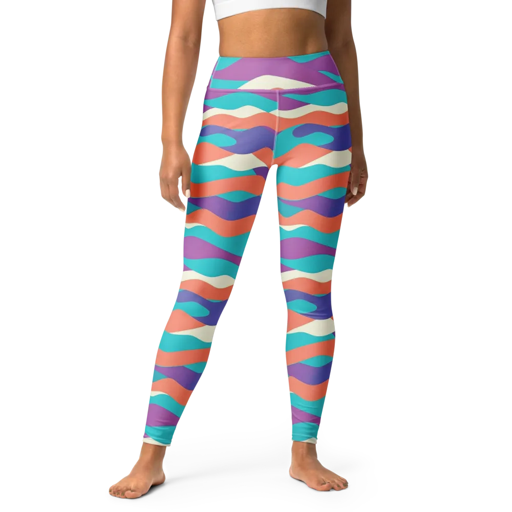 Waveform Sunset on Yoga Leggings — Front
