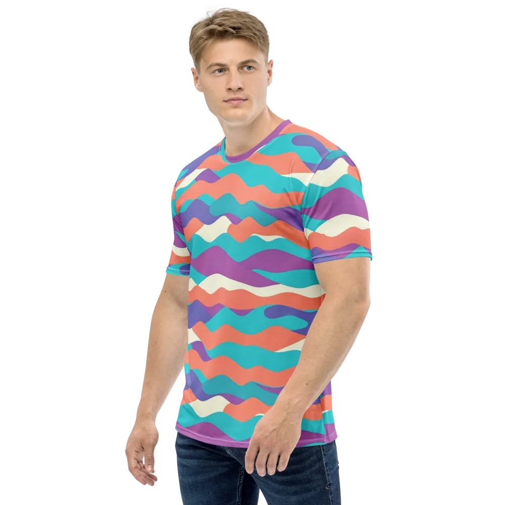 Waveform Sunset on Men's Crew Neck T-Shirt — Left
