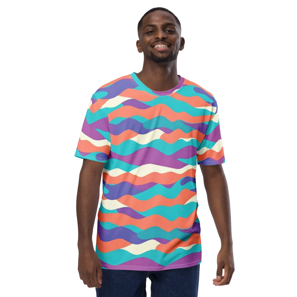 Waveform Sunset on Men's Crew Neck T-Shirt — Front