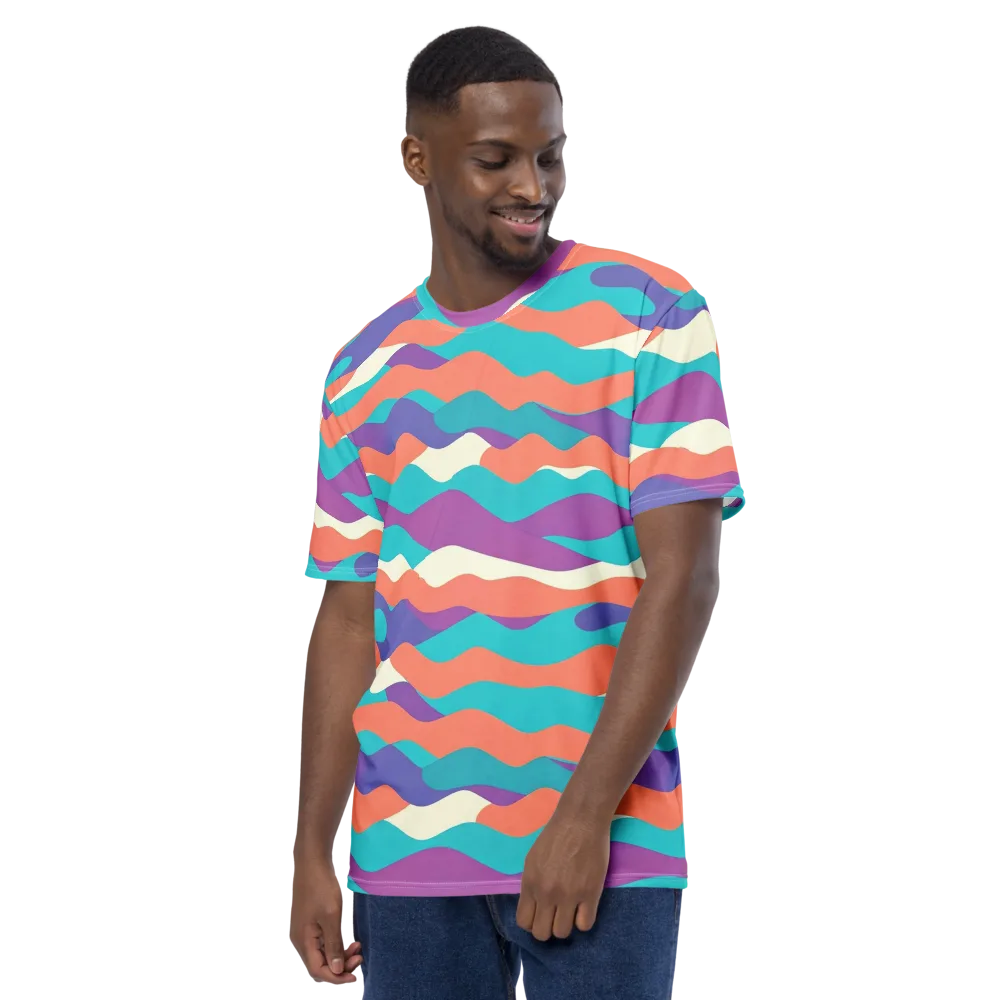 Waveform Sunset on Men's Crew Neck T-Shirt — Left