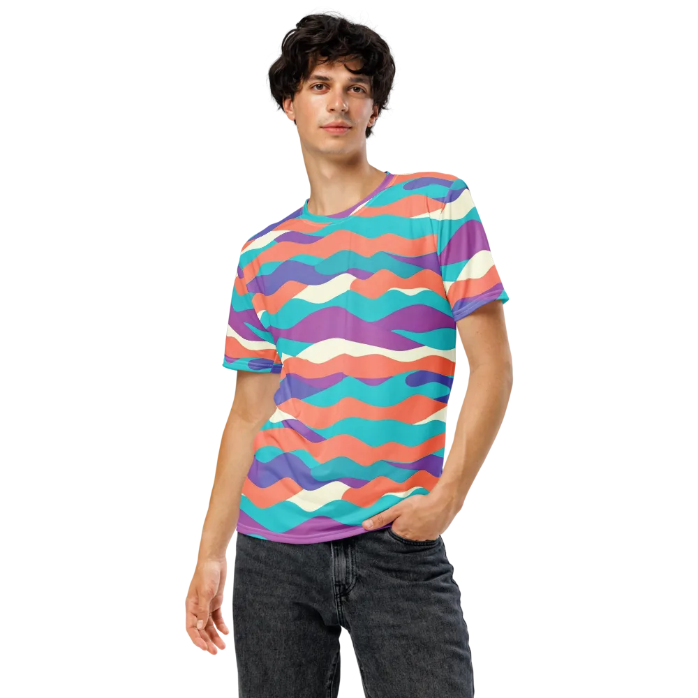 Waveform Sunset on Men's Crew Neck T-Shirt — Front
