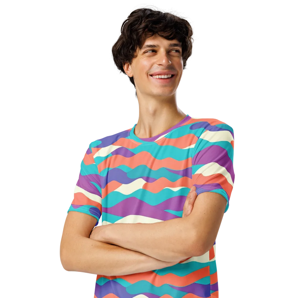 Waveform Sunset on Men's Crew Neck T-Shirt — Left Front