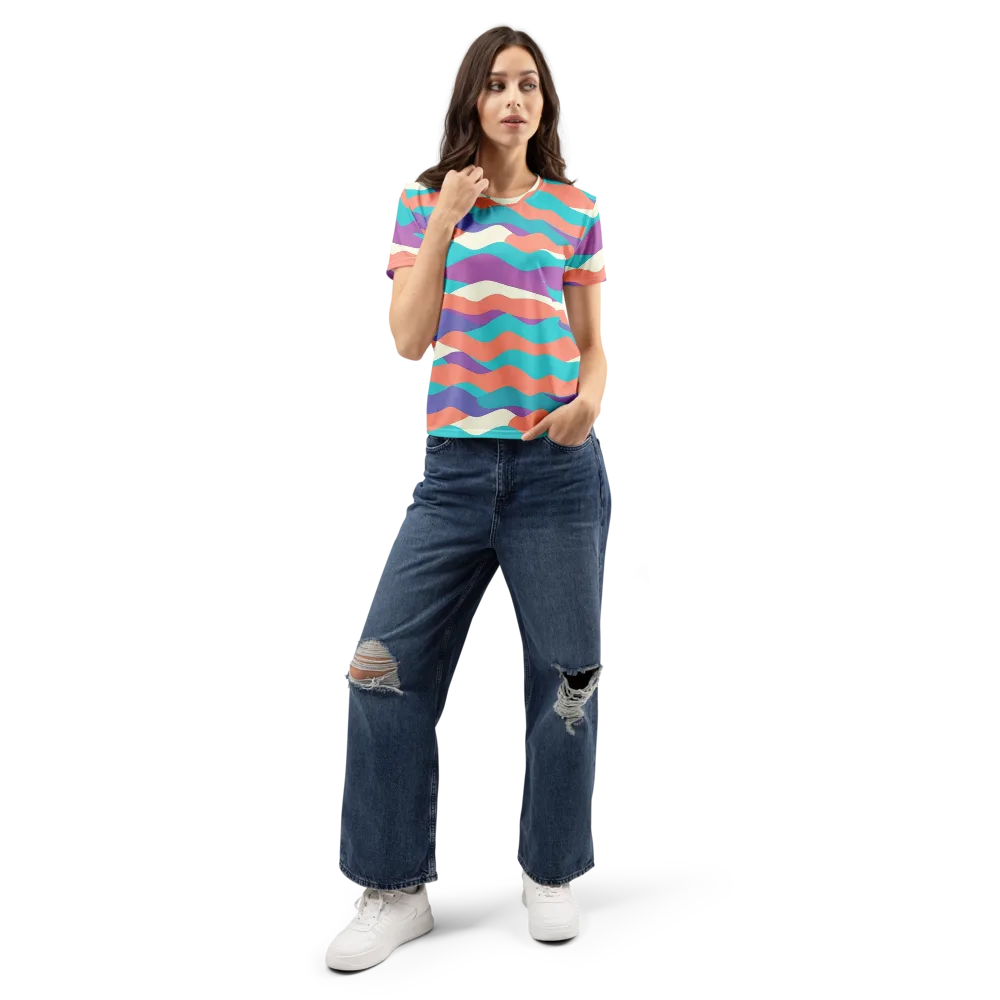 Waveform Sunset on Women's Crew Neck T-Shirt — Front