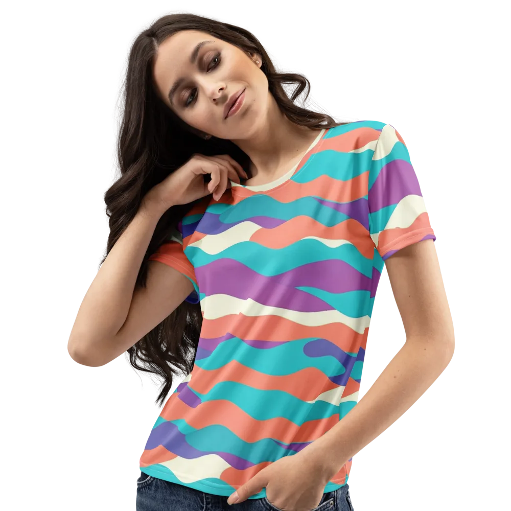 Waveform Sunset on Women's Crew Neck T-Shirt — Left Front