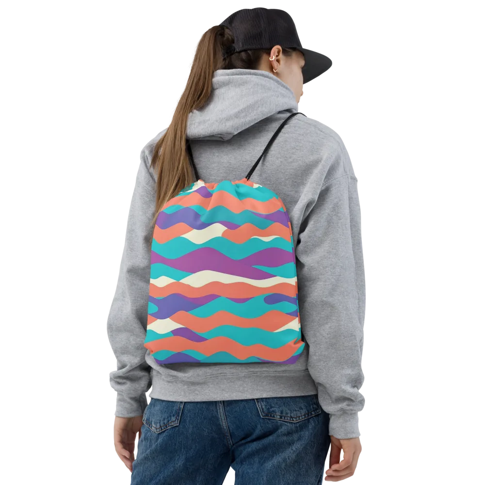 Waveform Sunset on Drawstring Bag — Front