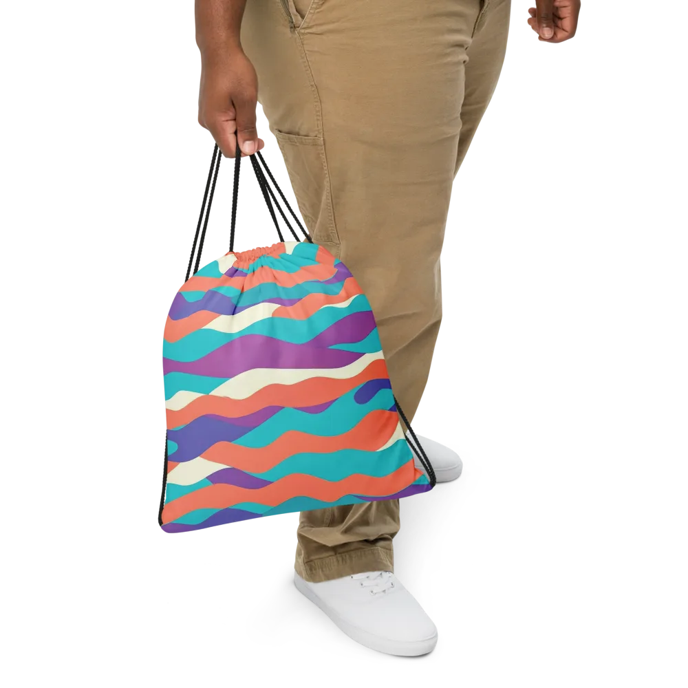 Waveform Sunset on Drawstring Bag — Front