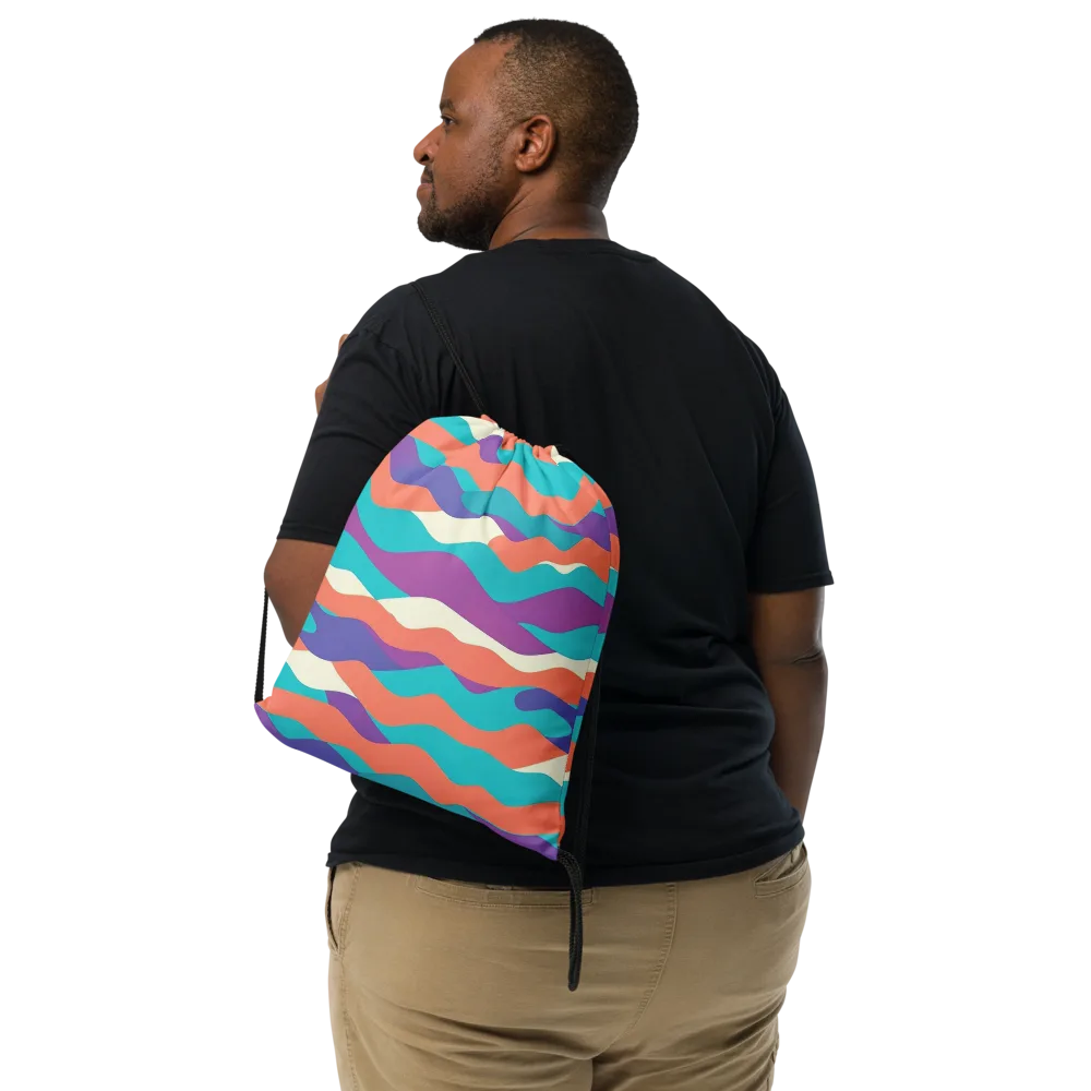 Waveform Sunset on Drawstring Bag — Front