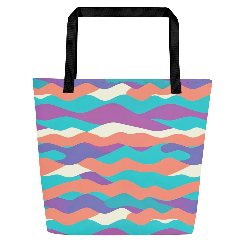 Waveform Sunset on Large Tote Bag W/ Pocket — Front