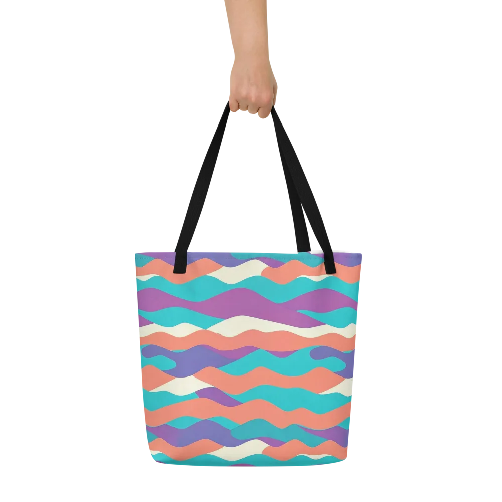 Waveform Sunset on Large Tote Bag W/ Pocket — Front