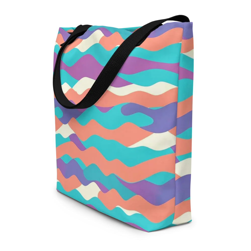 Waveform Sunset on Large Tote Bag W/ Pocket — Front
