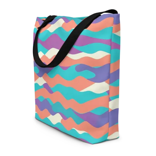 Waveform Sunset on a Large Tote Bag W/ Pocket
