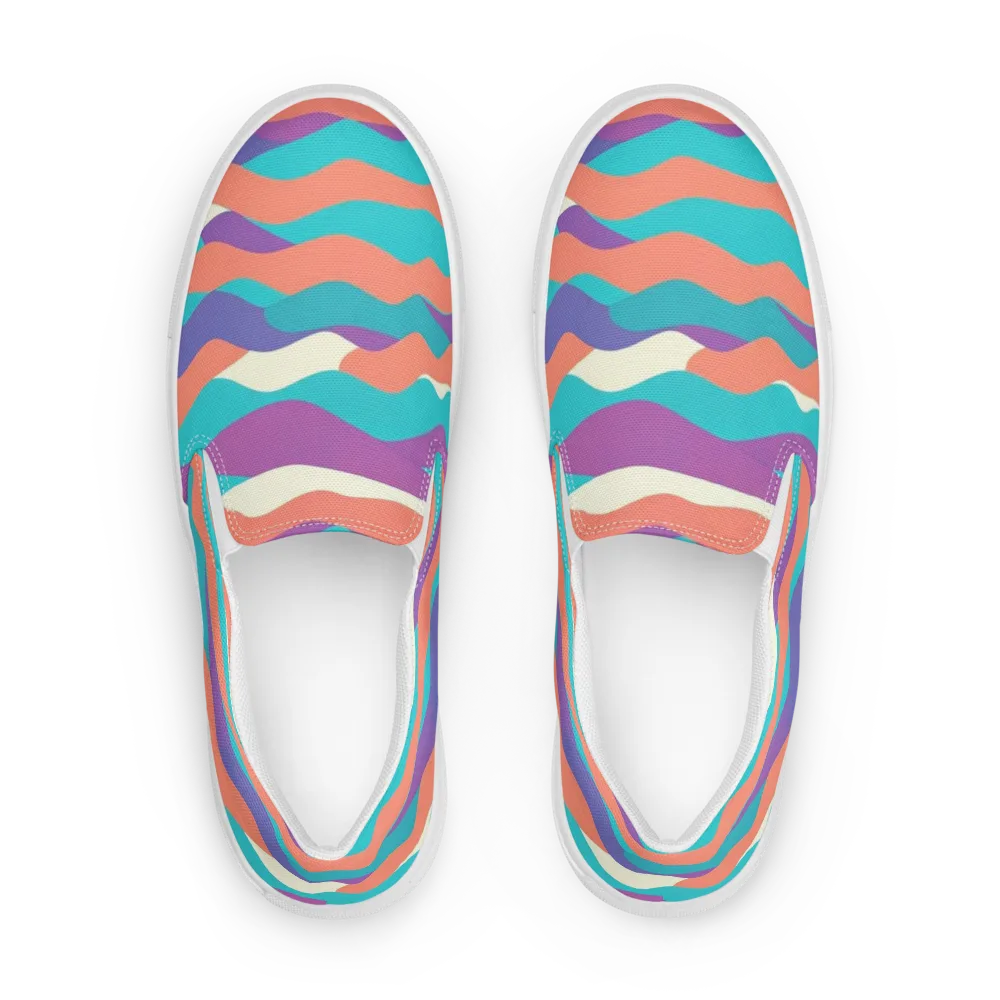 Waveform Sunset on Women's Slip-On Canvas Shoes — Front
