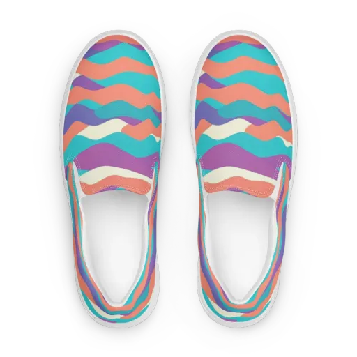 Waveform Sunset on a Women's Slip-On Canvas Shoes