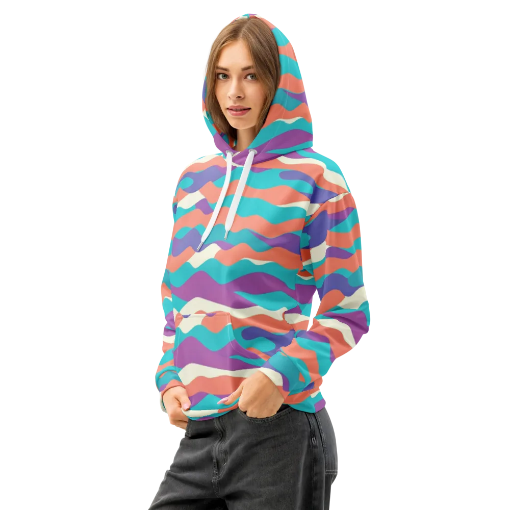 Waveform Sunset on Cotton Hoodie — Left Front